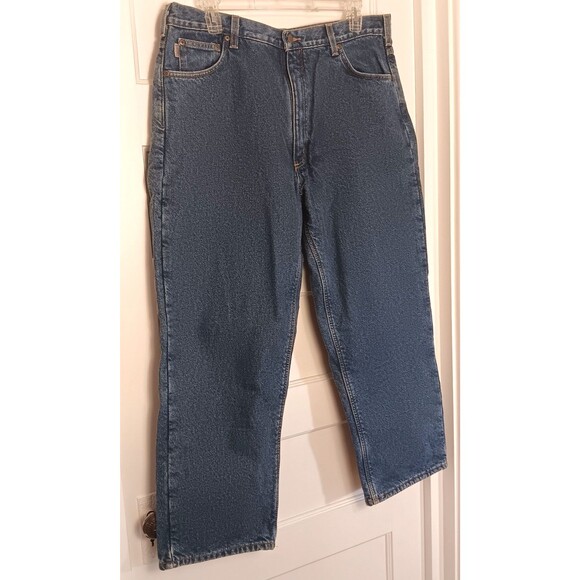 Vtg Carhartt Jeans Mn 40x30 Denim Fleece Lined Relaxed Tapered Y2K Workwear Logo - Picture 2 of 9